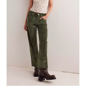 NWT Free People Risk Taker Straight-Leg Cord Jeans Green 26